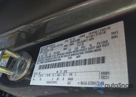 2025 Ford Escape Active from USA, damaged, VIN 1FMCU0GN5SUA62164